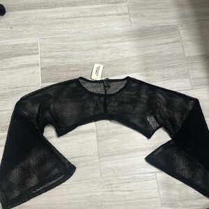 NEW F21 - fishnet crop bell sleeve top
